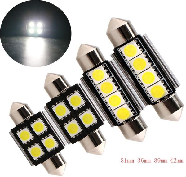 31mm 36mm 39mm 42mm C5W 4 SMD 5050 LED CANBUS erro luzes da placa de licença do carro lâmpada interior cúpula festão lâmpada 12V5593354