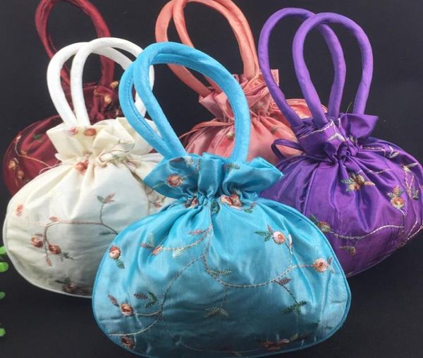 Grande artesanato sacos de natal saco de presente de cetim alça china bolsas femininas totes barato bordado cordão bolsa de embalagem de aniversário 505987811