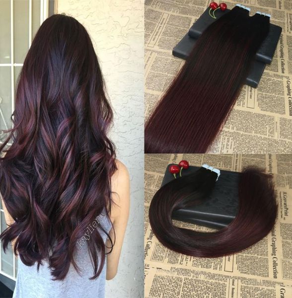 Saç Uzantıları Üzerinde Gerçek Remy İnsan Saç Bandı Ombre 1B99J Balayage Ovisable Cilt Akı Bantında 100G40PCS3741479