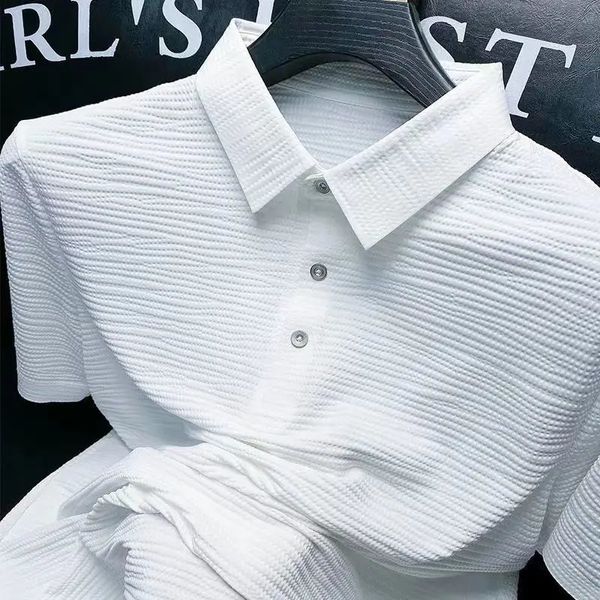 Avrupa Malları Buz İpek Kısa Kollu Tişört Sıradan Polo Gömlek Erkek Kısa Kollu İnce Yaz T-Shirt 240304