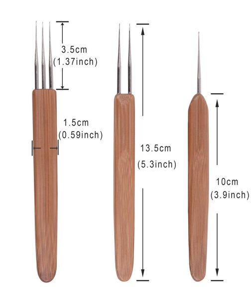 Uzatma perukları bambu tığ işi iğne saçlar için dreadlock aksesuarları peruk yapım araçları dreadlocks kanca iğneleri 123 kancalar kcxrx bosc4435713