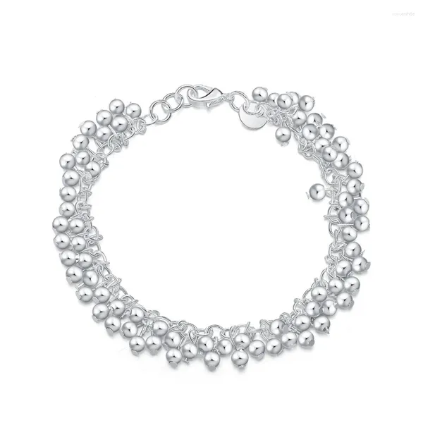 Braccialetti di fascino 925 uva in argento sterling Bracciale per perle lisce per fidanzamento per matrimoni Woman Fashion Jewelry