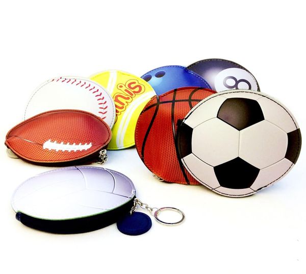 Sport-Schlüsseltasche, Baseball, Fußball, Fußball, Basketball, Bowling, Tennis, Billard, bedruckt, Münztasche, PU-Leder, Schlüsselanhänger, Mini-Geldbörse9032657