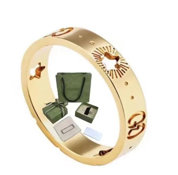 Anello di design per donna Moda Argento placcato oro bague Modello di lettera incisa Anelli da donna Fidanzamento di lusso Fascia Gioielli Regalo per gli amanti del matrimonio