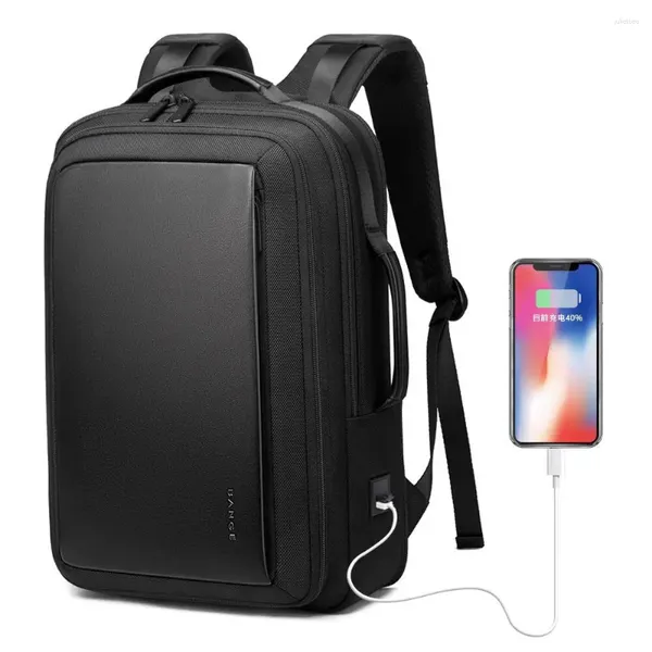 Sırt çantası Bange Erkekler Moda Su Geçirmez Okul Seyahat Çantası USB Business Sırt Çantaları 15.6 inç dizüstü bilgisayar