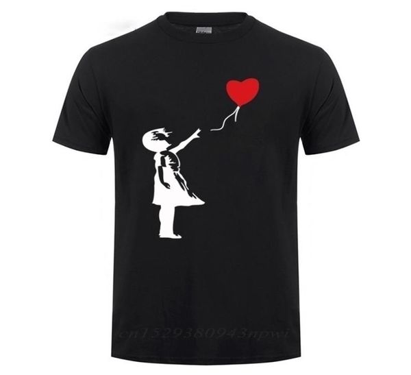 Плавающий воздушный шар Guys Banksy Theres Hope Модная футболка для мужчин Мужская хлопковая повседневная футболка с коротким рукавом и круглым вырезом 2204291495552