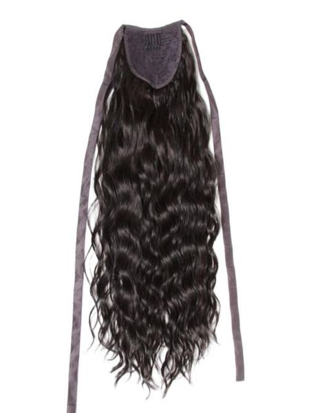 DIVA1 Cabelo humano ondulado rabo de cavalo encaracolado peruca enrolada em cordão cabelo brasileiro rabo de cavalo com cordão para mulheres negras 16625111