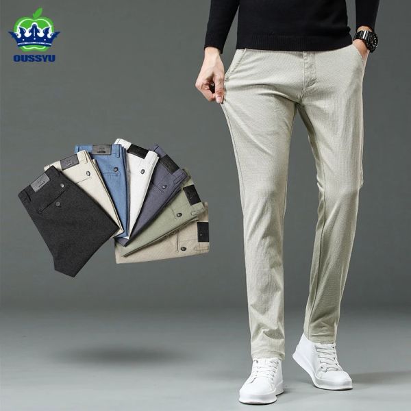 Calça 2023 calças de verão masculino algodão trabalho formal negócio branco cáqui cáqui