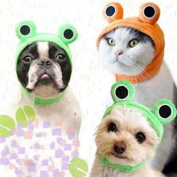 Hundebekleidung Kopfbedeckung Plüsch Frosch Haustier Kopfbedeckung Verschlussband Modeaccessoire für Partys Cosplay Neuheit Cartoon Po Requisiten Urlaub