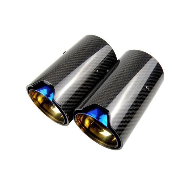 1PCS Universal M LOGO Burnt Blue Carbon Fiber Auspuff tipps Für M Leistung auspuffrohr Für Auspuff tipps7596652