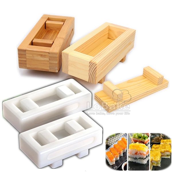 Vários madeira bambu plástico retângulo forma sushi imprensa fabricante arroz carne molde rolamento esteira para diy cozinha japonesa cozinhar ferramentas 240304