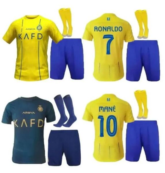2023 2024 Riyad zafer futbol forması üniforma No. 7 Cristiano Ronaldo Gömlek 10 Mane Yetişkin Çocuk Kiti Kit Futbol Gömlek