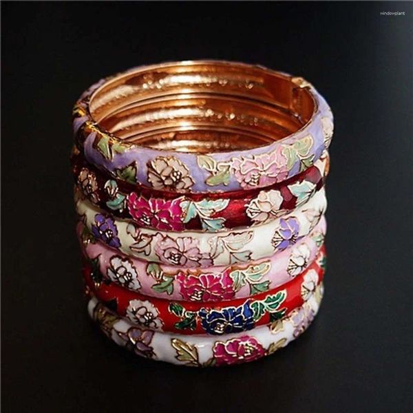 Bracciale Vintage Moda Artigianato Fiore Cloisonne Filigrana Regali per donne Ragazza Braccialetti Gioielli Accessori per braccialetti