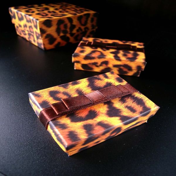 Simples sete amantes caixa de anel leopardo impressão pedante caixa moda colar pacote especial caso jóias tendência brinco studs caixa rib265j