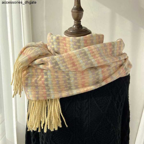 Модные шарфы для отдыха. Осенне-зимняя версия детского шарфа с цветной сеткой. Теплый шейный платок с имитацией кашемира, шаль с кисточками.