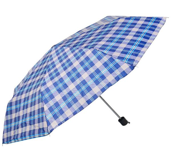 Guarda-sol feminino à prova de vento impresso guarda-chuva ao ar livre portátil três dobrável xadrez guarda-chuva simples dobrável dh13899318104