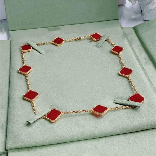 Модное ожерелье, элегантный классический браслет с десятью клеверами, женское ювелирное изделие, кулон, высокое качество, 7 цветов281s