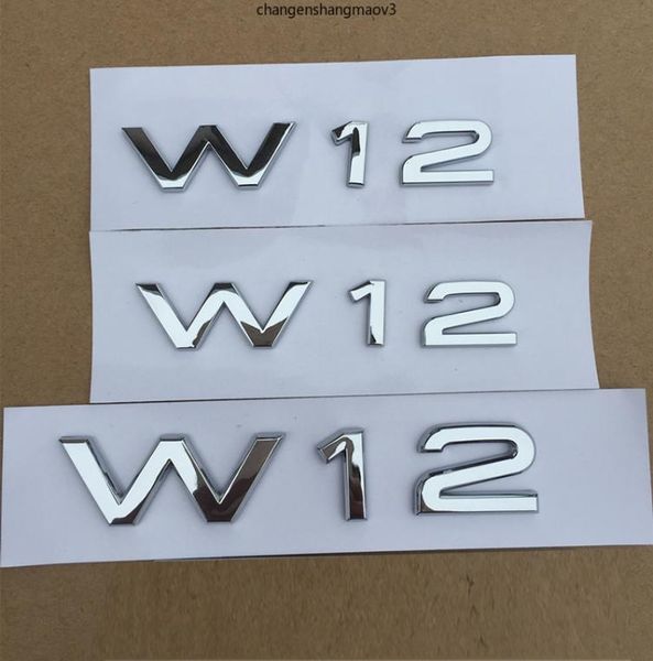 W12 Lettera Numero Quattro Ruote Motrici Bar Logo Emblema Cromato per A6L TT R8 S8 Car Styling Parafango Laterale Tronco Distintivo Logo adesivo8555567