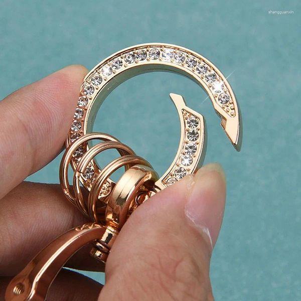 Chaveiros na moda luxo strass chaveiro metal o anel chave titular mulheres meninas saco pendurado ornamentos carro keying presente jóias acessórios