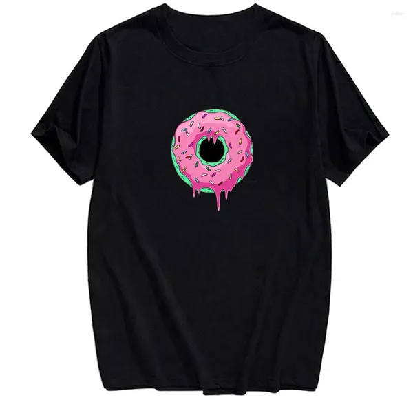 Herren T-Shirts HX Donuts Print Tops 15 Farben Cartoon Kuchen Männer für Frauen T-Shirts Unisex Casual Baumwolle Harajuku S-7XL