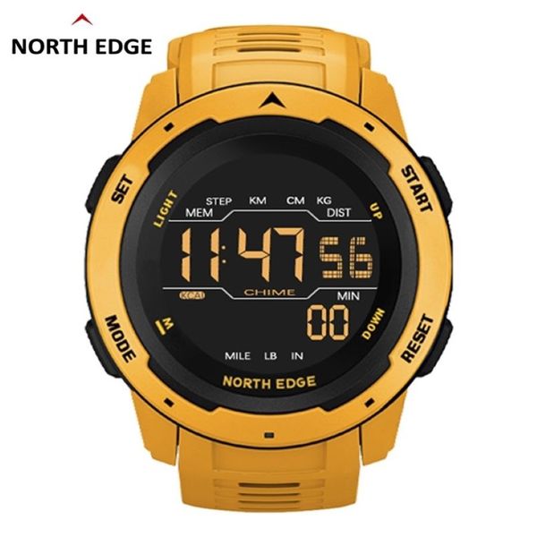 North edge relógio digital masculino relógios esportivos duplos pedômetro despertador à prova dwaterproof água 50m relógio digital militar clock334s