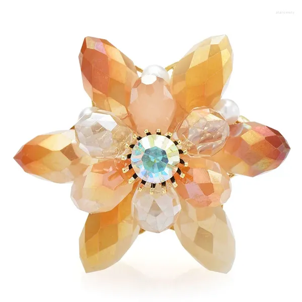 Spille Wulibaby Fiore di cristallo per donna Spilla unisex a 2 colori scintillanti adorabili piccoli fiori Spilla Regali