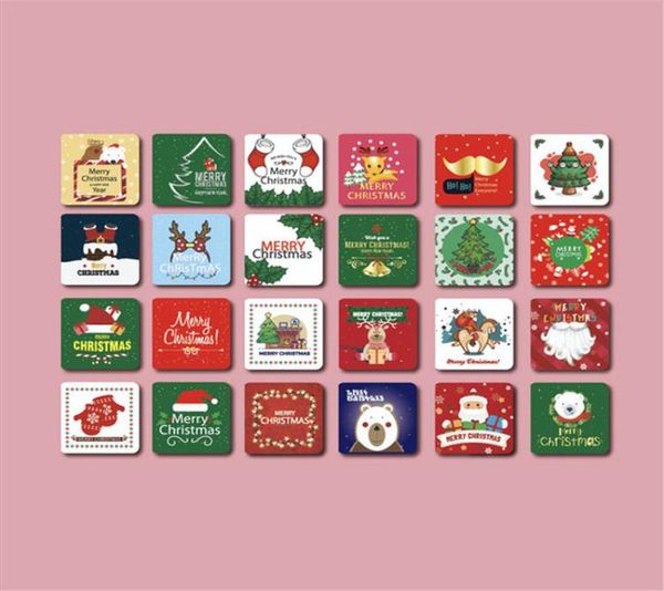 24 pezzi mini biglietto di auguri di Natale con busta carte di benedizione di Natale Capodanno per inviti per feste di cartone animato fai da te per bambini G7701735