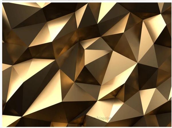 3d фрески обои для гостиной золотой низкий полигон абстрактное пространство 3d фон wall6945007