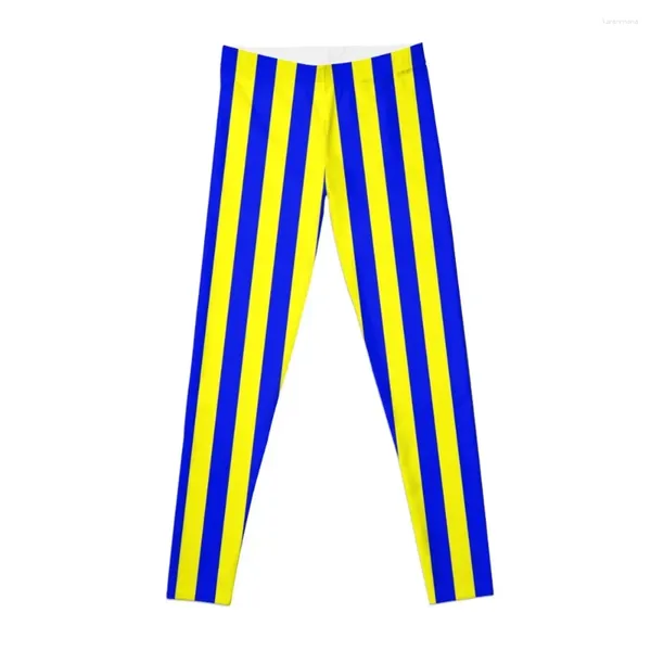 Aktive Hose blau und gelb gestreift schlankmachendes schwedisches Kleid Leggings Leggins Push-Up Frau Damen