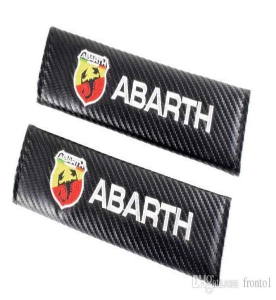 Autoaufkleber Sicherheitsgurtabdeckung Kohlefaser für Abarth 500 Fiat Universal Schulterpolster Auto Styling 2pcslot4417552