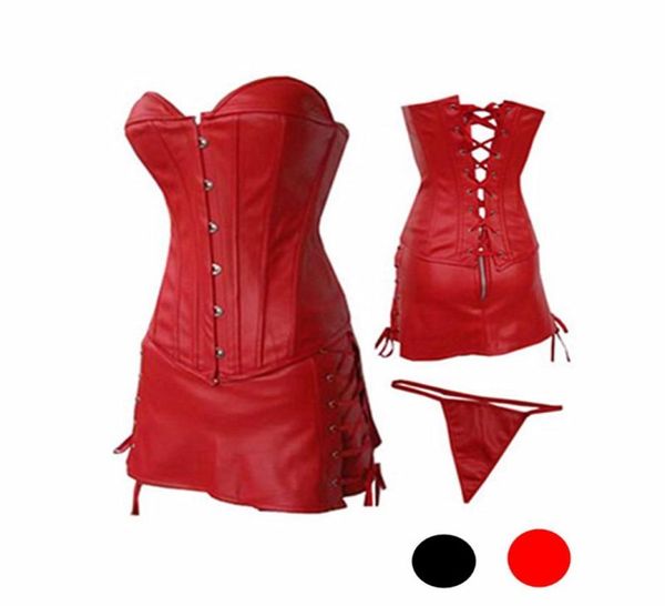 Trajes de CatsuitStrapless Bustier Látex Cintura Espartilhos Vestido Overbust Shapewear Gótico Steampunk Corselet Cincher Couro Plus Size7470881