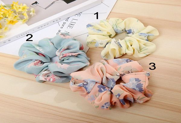 Women039s menina cabelo scrunchie bandana anel elástico impressão flor cabelo bun corda dança floral scrunchy macio chiffon faixas de cabelo 102743682