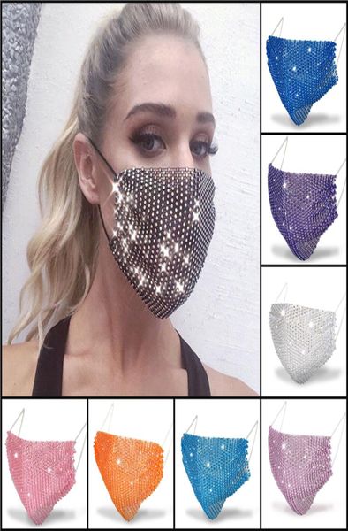 100шт DHL Ship Fashion Colorful Mesh Дизайнерские маски для вечеринок Bling Diamond Rhinestone Grid Net Washable Сексуальная полая маска для женщин5288648