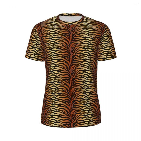 Herren T-Shirts Tiger Print T-Shirt Tier Schwarz Streifen Sport T-Shirts Kurzarm Schnelltrocknendes T-Shirt Strand Vintage Übergroße T-Shirts
