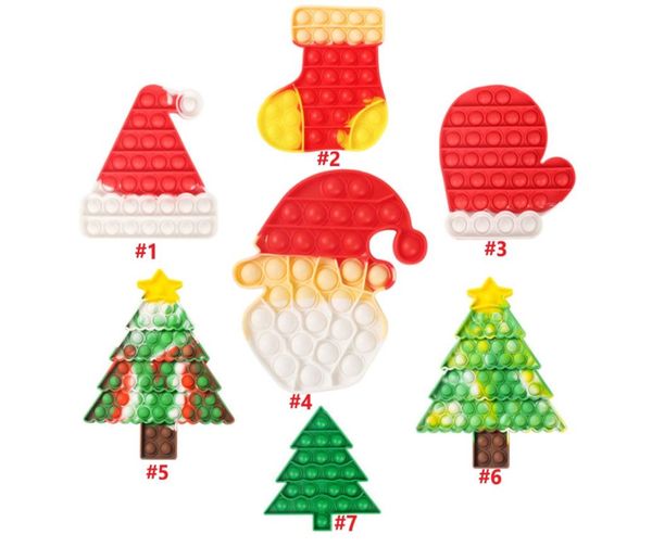 Brinquedos Empurrar Bolha Ansiedade Anti Stress Apaziguador Árvore de Natal Santa Chapéus Luvas Kawaii Coisas Autismo Antiestresse Sensorial Toy1649077