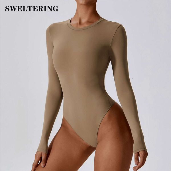 Lu Align Lemon Manga longa de uma peça Yoga terno sexy para mulheres Macacões de treino para academia Roupas de treino push-up Dança Bottoming Body apertado Ginásio Jogger Sports