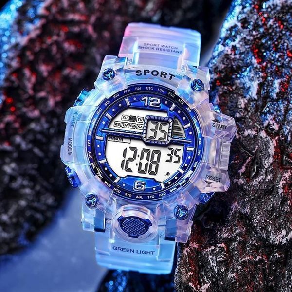 Relógios de pulso moda relógio feminino ouro lazer transparente digital eletrônico esportes presente dos namorados reoj m283g