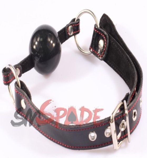 Smspade Neue Echtes Leder Ball Gag 45mm Vollgummi Ball Gag Mund Harness Stecker Für Paare Haben Sex Mund geknebelt Spielzeug2238019