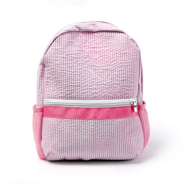 Zaino per bambini rosa Borsa da scuola in morbido cotone Seersucker USA Magazzino locale Borse per libri per bambini Boy Gril Borsa prescolare con rete Pock2685