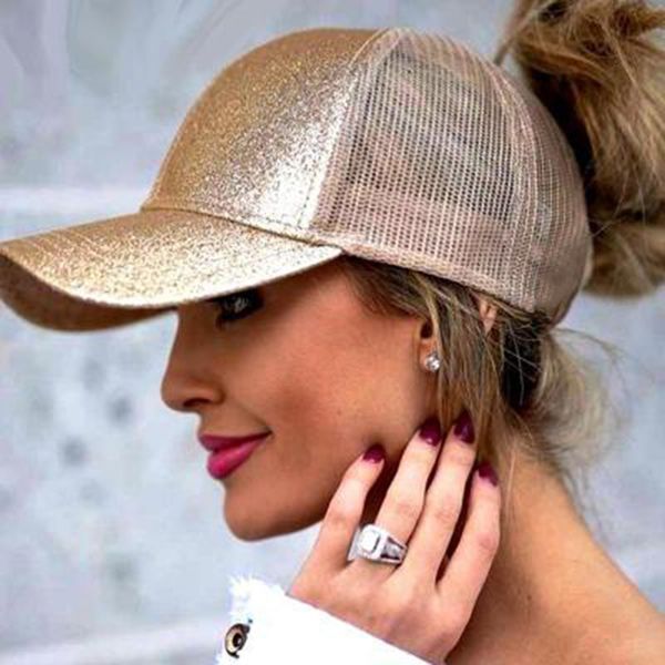 Mode Glitter Ball Cap Für Frauen Mesh Atmungsaktive Sommer Sonnenhut Outdoor Sport Baseball Kappe 12 Farben