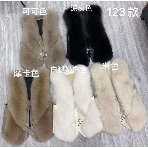 2023 Completo Haining Moda Capelli di Volpe Gilet Sottile Cappotto di Pelliccia Spalla Genuino Breve Usura delle Donne in Pelle 6994