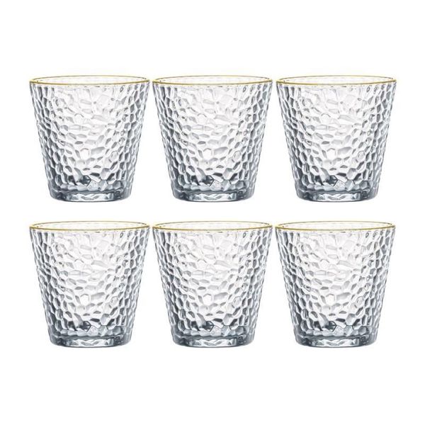 Японский молотковый стеклянный стакан с золотым краем, бытовой набор для питья, стаканы для молока, сока, пива, чая, вина, 327k