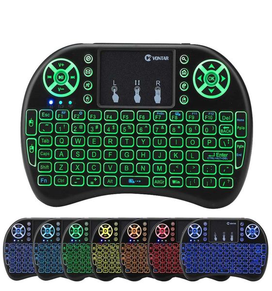 Rii i8 Retroiluminado Remoto Air Mouse Mini Teclado com Touchpad Backlight Controle Sem Fio para Android Smart TV Box MXQ M8S X96 T95 X97686150