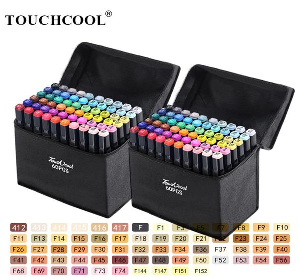 TOUCHCOOL Art Marker 168 Color Marker Pen Aquarela Brush Pen Sketch Marker Dual Tip Drawing Art Brush Pens Álcool Baseado Y2007093021722