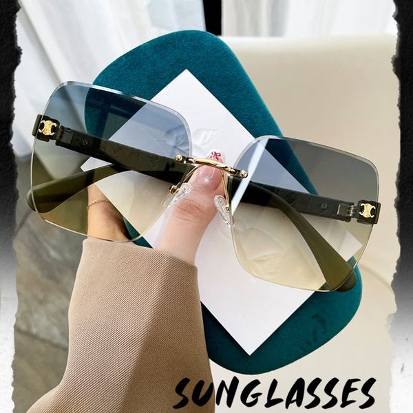 Designer de moda óculos de sol mulheres homens óculos de sol triomphe sem moldura óculos quadrados lazer praia espelho uv óculos de luxo gafas el sol de mujer lunettes de soleil