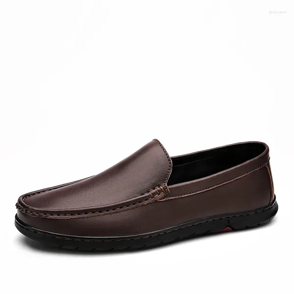 Freizeitschuhe Handgenähtes Rindsleder Herren-Loafer Bequeme Slip-On-Mokassins mit weichem Boden Bequemes Gentleman-Boot