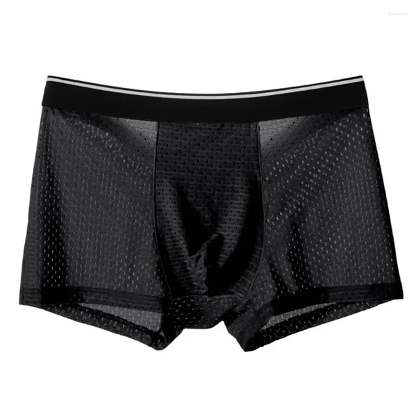 Unterhosen Sommer Männer Eis Seide Boxershorts Und Modale Atmungsaktive Löcher Slips Unterwäsche Boxer Mann Pack Satin Kurze Höschen