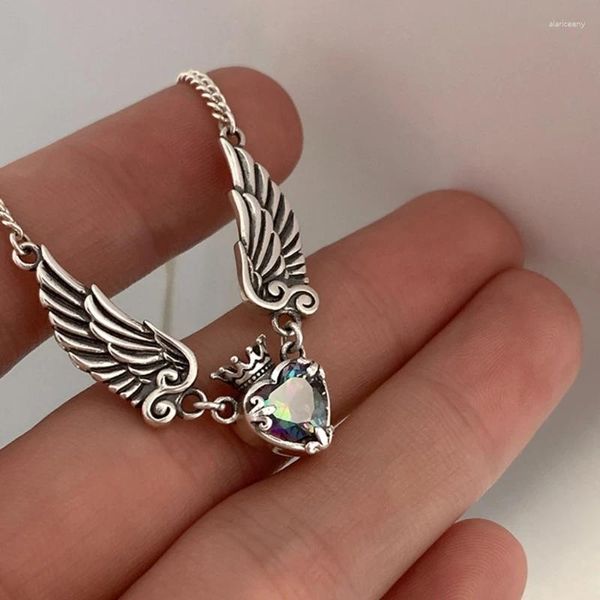 Kolye Kolyeler Chokers Heart Crown Melek Kanatları Alaşım Malzeme Partisi Takı 3874