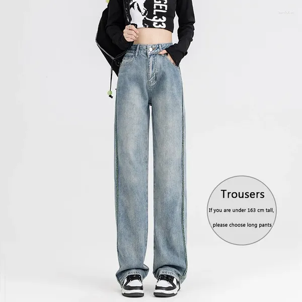 Jeans femininos casumanl marca 2024 perna reta para mulheres primavera verão baggy cintura alta mujer hip hop coreia roupas de moda