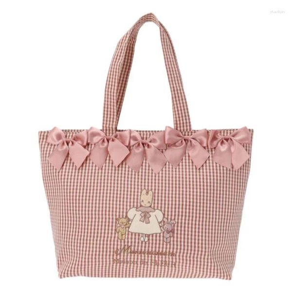 Sacos de noite Marron Creme Bolsa de Ombro Bonito Kawaii Tote para Mulheres Senhoras Arco Vermelho Xadrez Bolsa de Mão